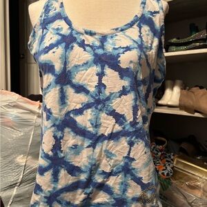 Michael Kors Blue and White Patterned Tank Top